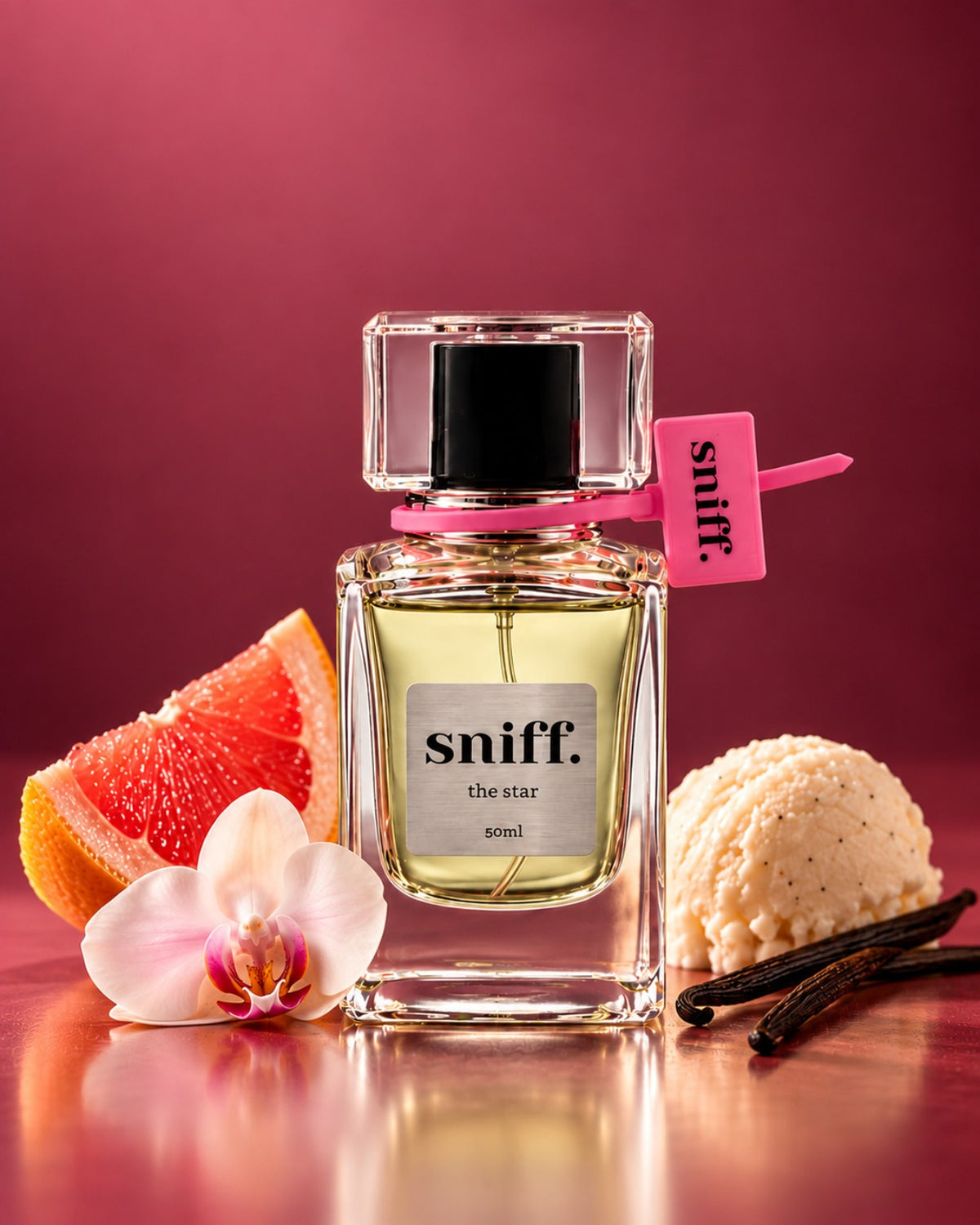The Star fragrance with grapefruit, orchid, vanilla and ice cream.